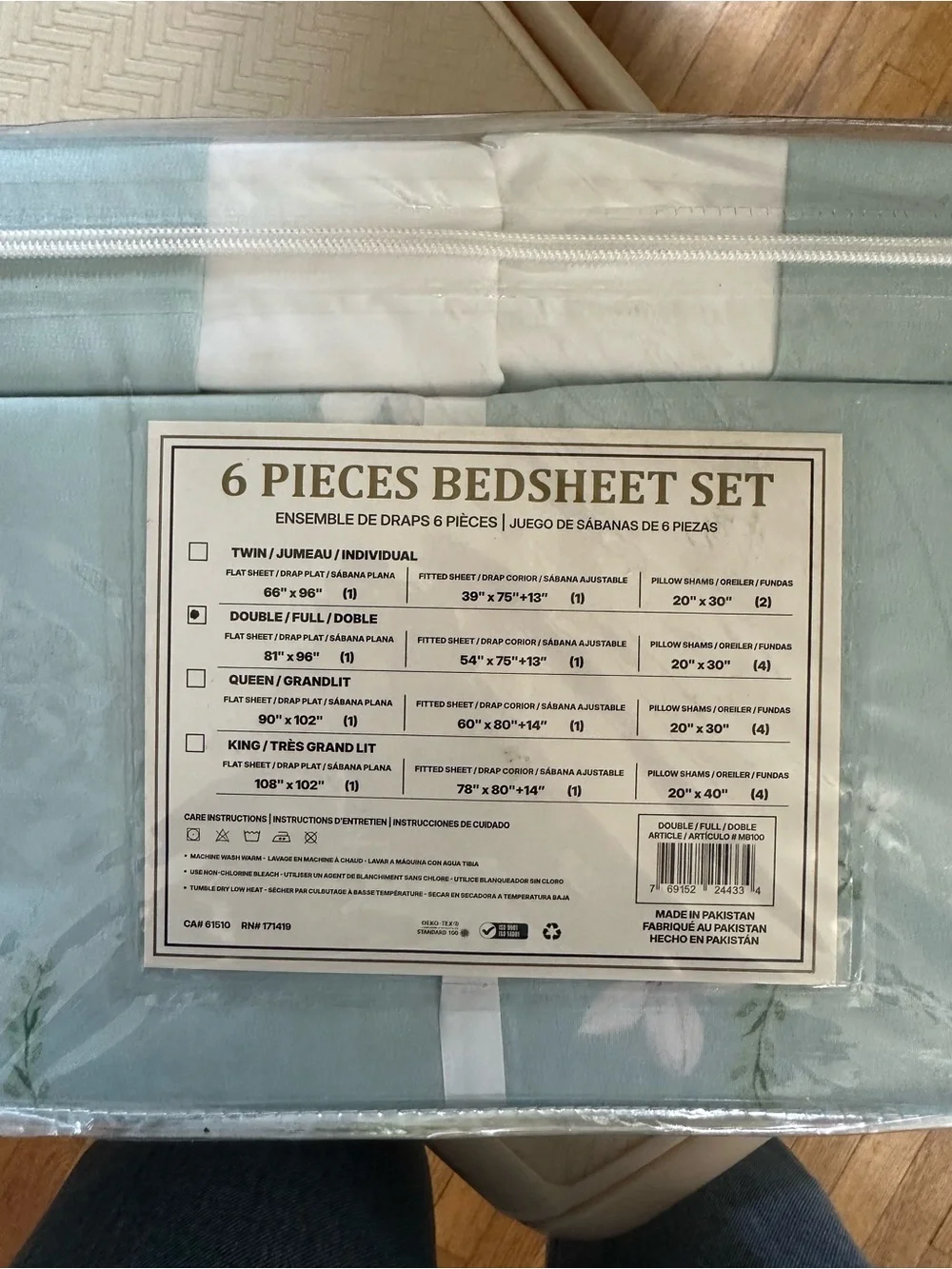 6-Piece Light Blue Floral Bedsheet Set -